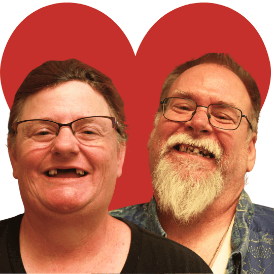 Brian and melissa smiling with their failing and missing teeth before getting permanent teeth in 24 hours