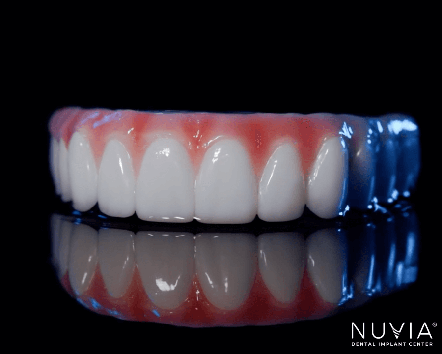 Zirconia teeth against a black background