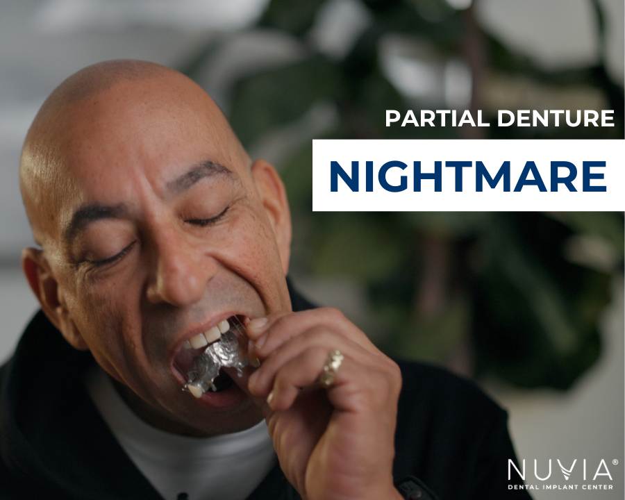 Jeffrey removing his partial dentures