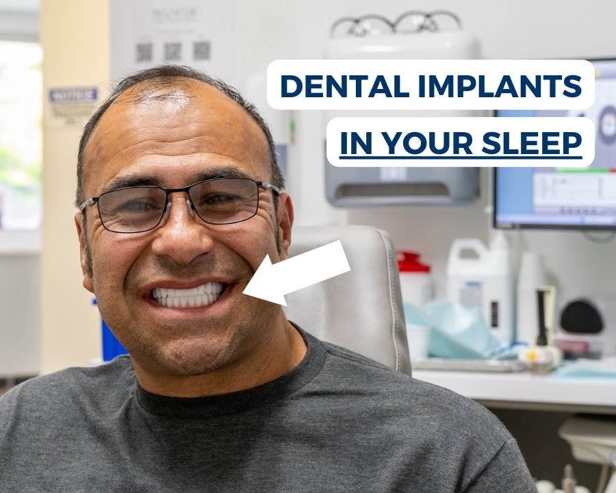 Man smiling after getting his dental implants with dental sedation
