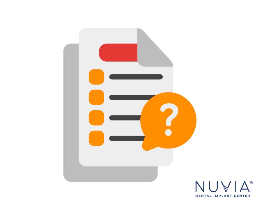 list of questions graphic when looking into who does dental implants