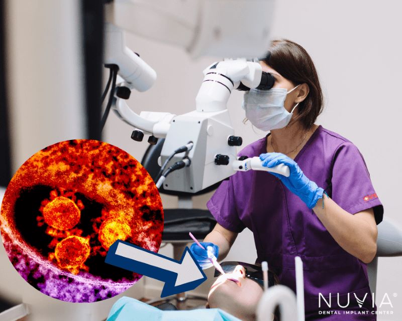female scientist looking at oral disease